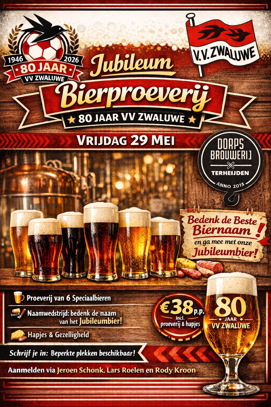 Jubileum Bierproeverij vvZwaluwe 80 jaar!