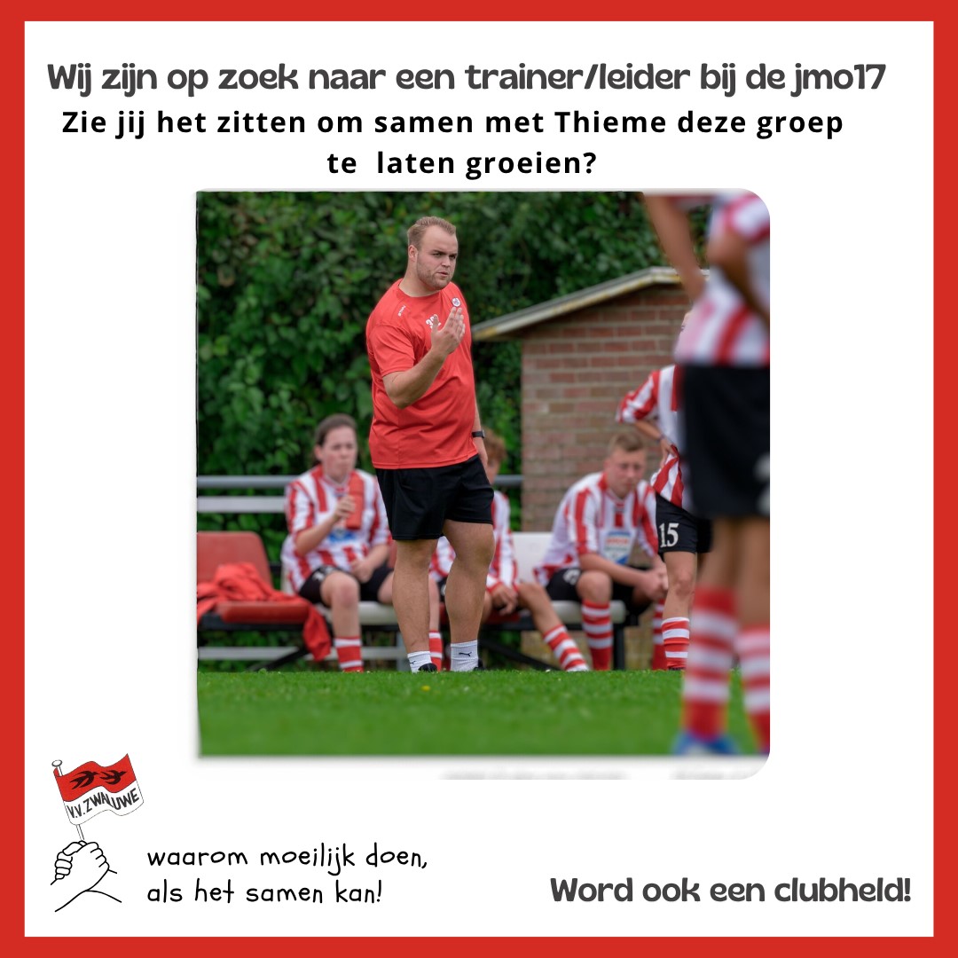 Trainer/leider extra voor de JMo17